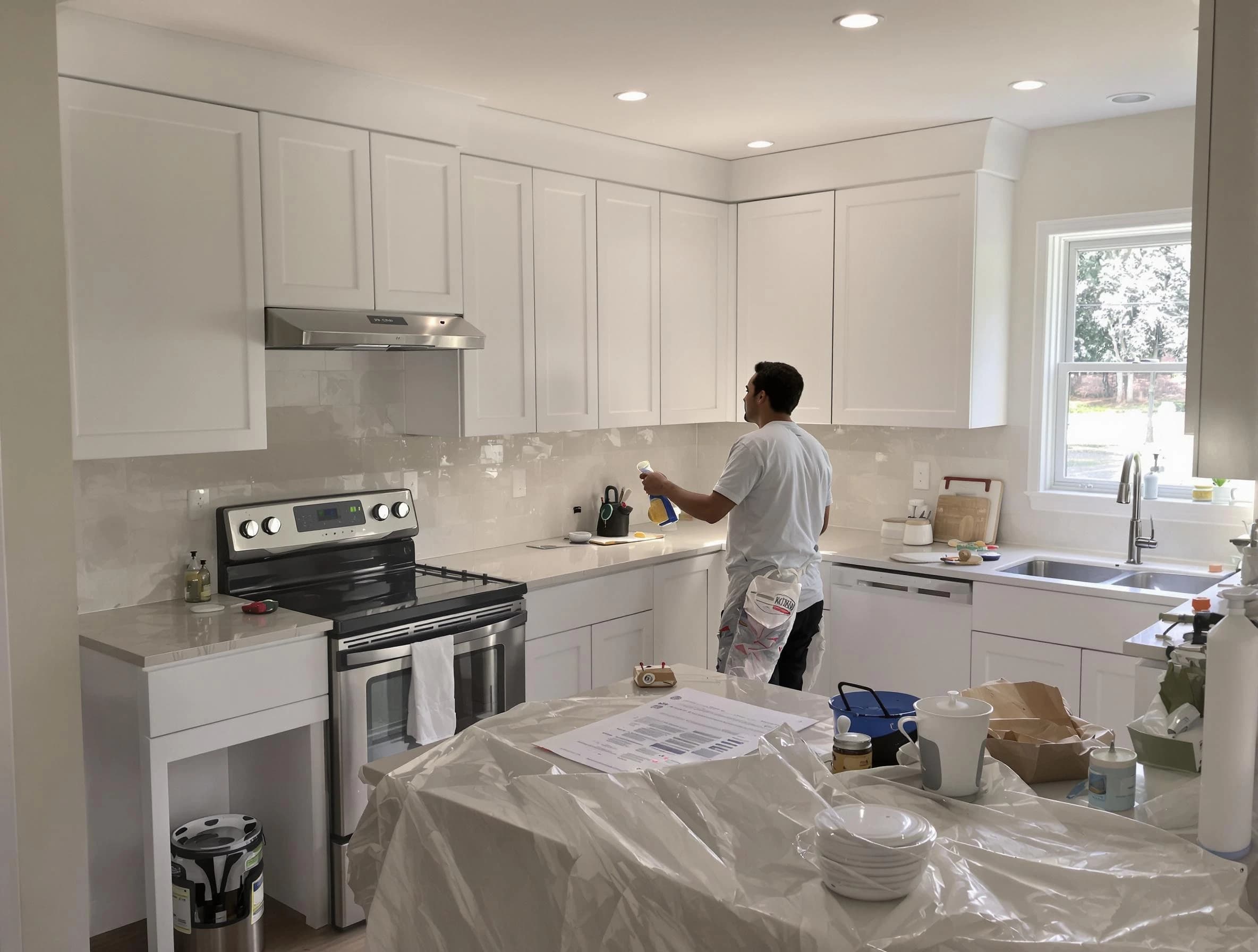 Hudson House Painters performing detailed kitchen painting in Hudson